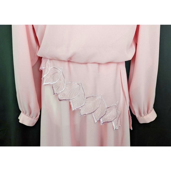 Vintage 80s Dress Pink Semi Sheer Ursula Switzerland Misses Size 9/10 - Picture 4 of 7